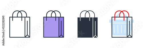 shopping bag icon logo vector illustration. Grocery bag symbol template for graphic and web design collection