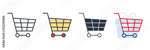 Trolley Cart icon logo vector illustration. shopping cart symbol template for graphic and web design collection
