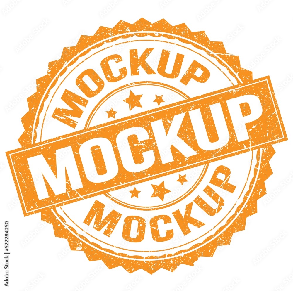 MOCKUP text on orange round stamp sign