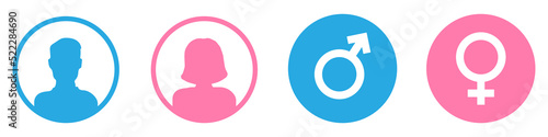Male and female icons set. Isolated on a white background. Vector graphics eps10