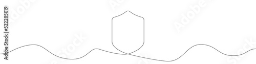 Shield icon line continuous drawing vector. One line Shield icon vector background. Shield icon. Continuous outline of a Shield icon.