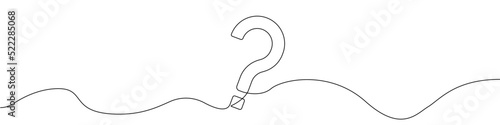Question mark icon line continuous drawing vector. One line Question mark icon vector background. Question mark icon. Continuous outline of a Question mark icon.