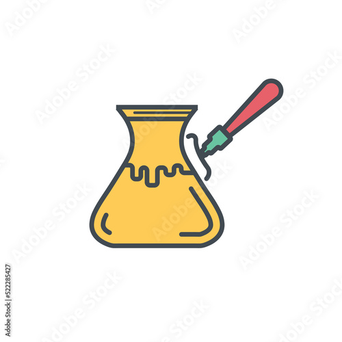 Turkish cezve icon. Lineal color style. Can be used for web and mobile.