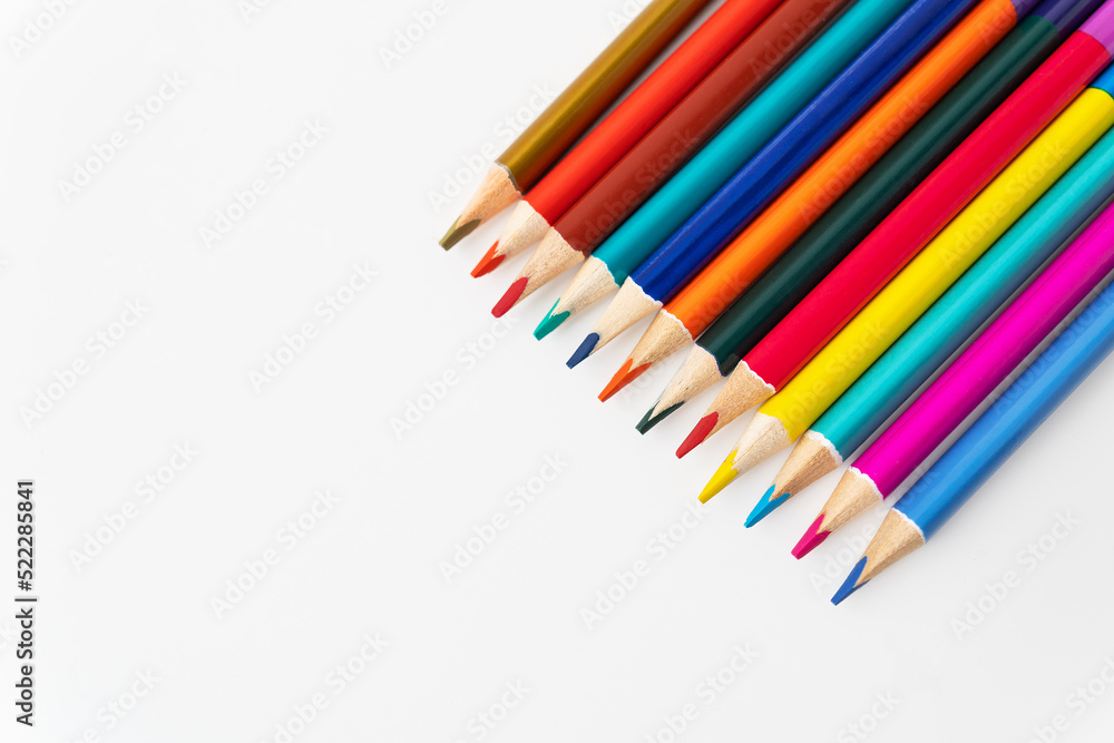 Close-up macro photography a lot of colored pencils for drawing. Place for an inscription. Close-up macro photography a lot of colored pencils for drawing. Place for an inscription.