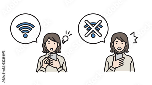 ワイファイを使う女性　スマートフォン