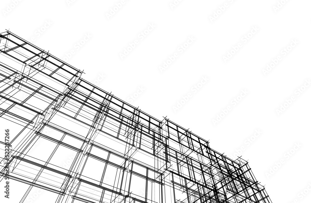 Obraz premium Architecture building 3d drawing vector illustration