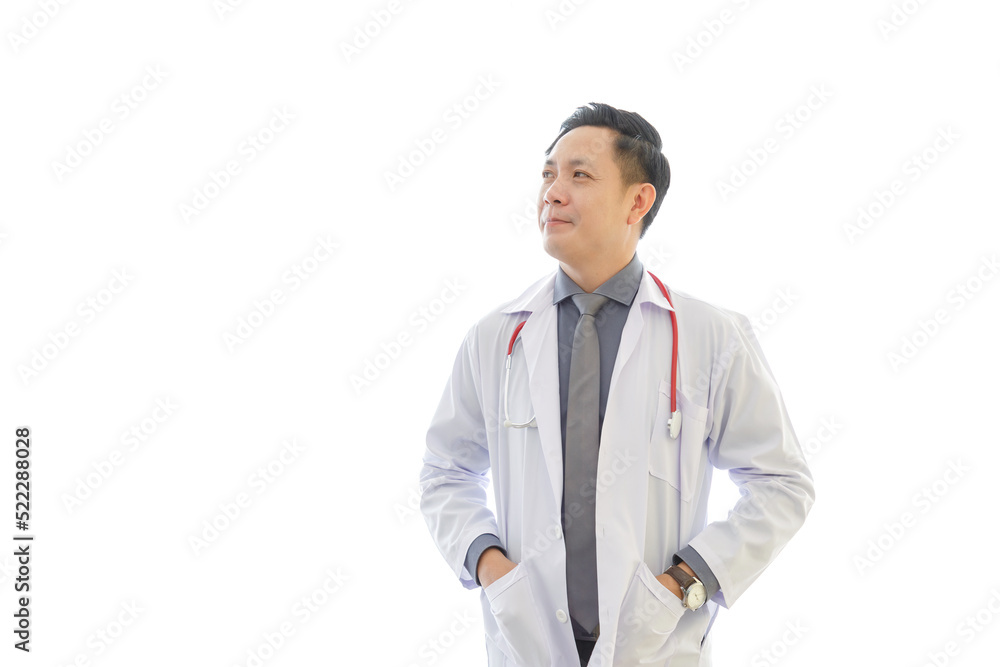 Medicine and healthcare concept : senior asian doctors standing on white background. COPY SPACE. Medicine and healthcare concept : senior asian doctors standing on white background. COPY SPACE.