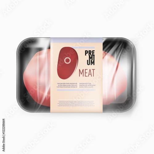 3D White Plastic Beef Container With Label
