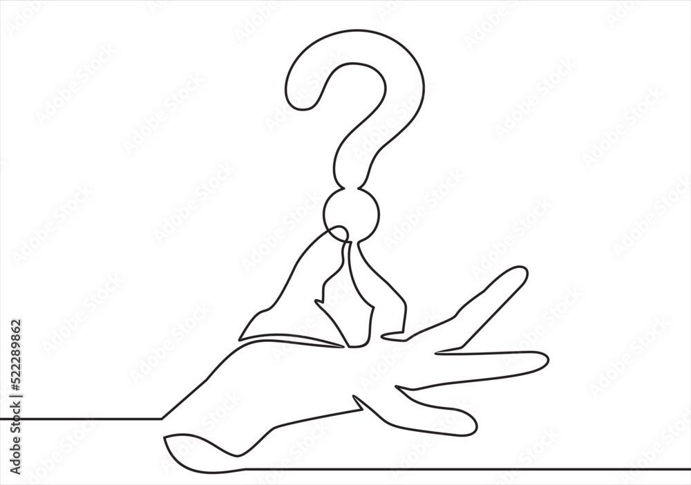 Continuous one single line drawing Hand holding question mark icon ...