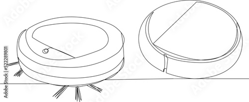 robot vacuum cleaner drawing by one continuous line vector