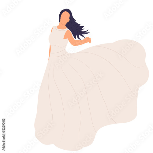 bride in dress in flat style, isolated, vector