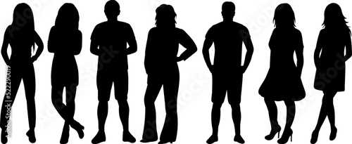 silhouette people on white background isolated, vector