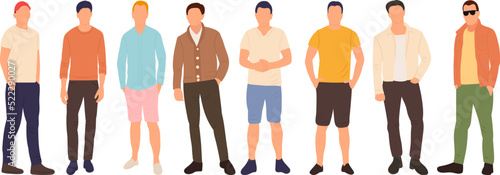 men, guys in flat style, isolated, vector