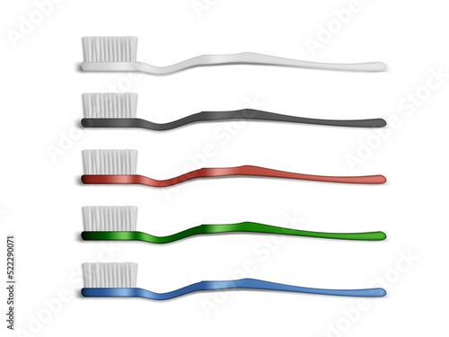 3D Color Toothbrush Isolated On White Set