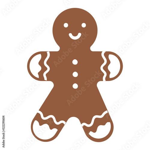 Cute illustration of gingerbread man cookie.