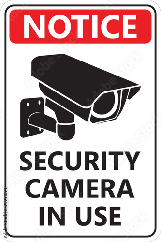 notice security camera in use sing vector