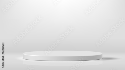 3D White Round Podium On White Background