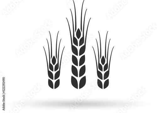 Wheat ear icon or logo. Barley, grain, cereal symbol. Agriculture design element. Vector illustration.