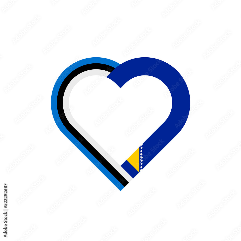 friendship concept. heart ribbon icon of estonia and bosnia flags. vector illustration isolated on white background friendship concept. heart ribbon icon of estonia and bosnia flags. vector illustration isolated on white background