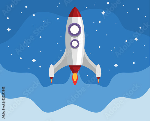 rocket start up in sky