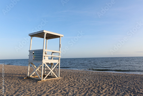 Lifeguard s Tower on the shore at sunset