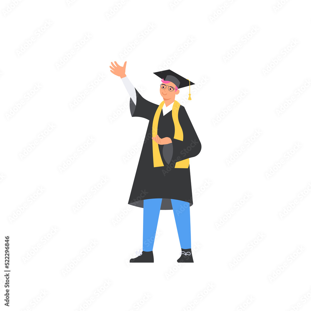 Graduated man in academic dress and square cap Graduated man in academic dress and square cap