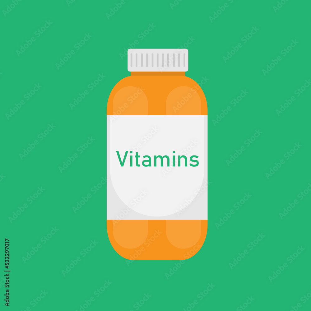 Obraz premium Vitamins bottle with pills. Multivitamin complex supplement. Black silhouette isolated on white background. jpeg illustration. Bottles of Vitamin Drip Therapy for Health and Skin, on White Background.
