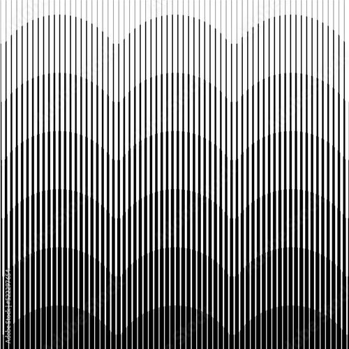 Horizontal line pattern. From thin line to thick. Parallel stripe. Black streak on white background. Straight fading gradation. Abstract geometric patern. Repeat faded halftone dynamic stripes. Vector