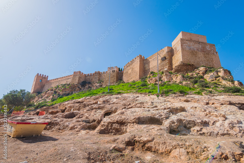 Cityscape of the Alcazaba (castle) of Almeria (Almeria, Spain)