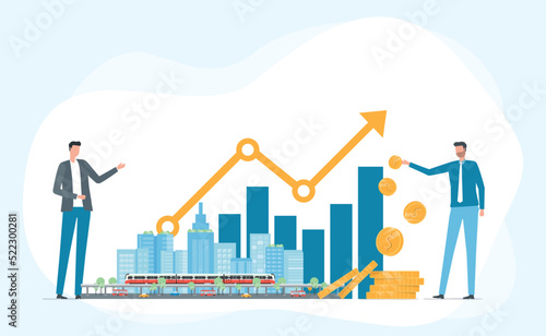Flat vector illustration business real estate investment with group investor meeting concept