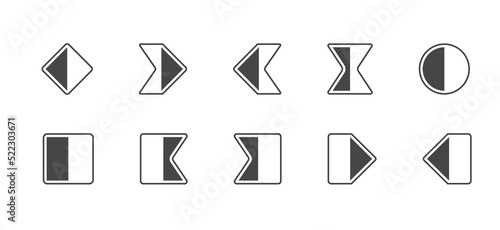 Keyframe Icons set. Linear key frames, bezier and hold keyframes symbols for motion graphics and animation