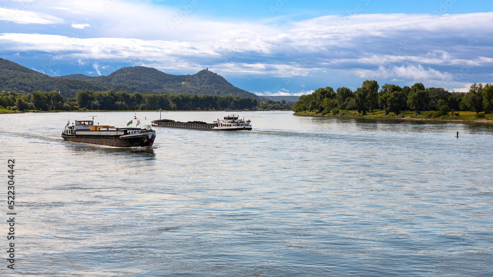 Frachtschiffe auf dem Rhein bei Bonn