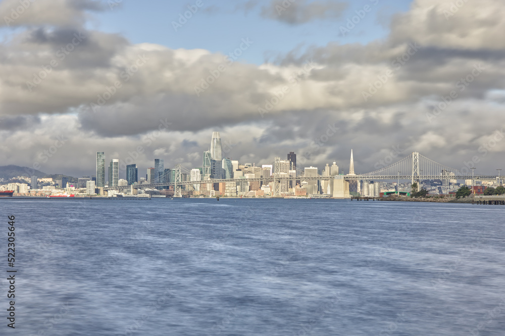 San Francisco Skyline on Cloudy Morning from Waterfront