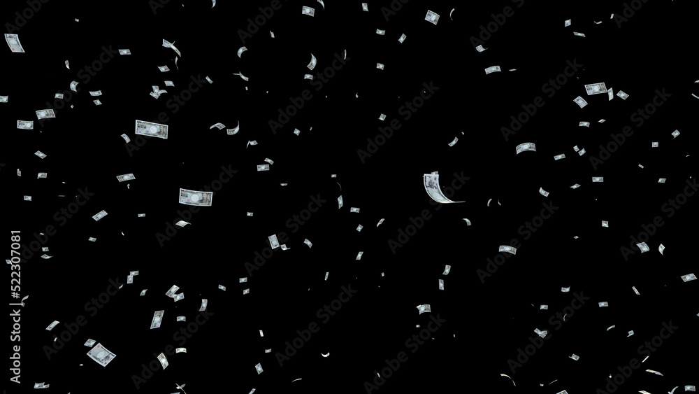 Money falling in black background 3D illustration. Money falling in black background 3D illustration.