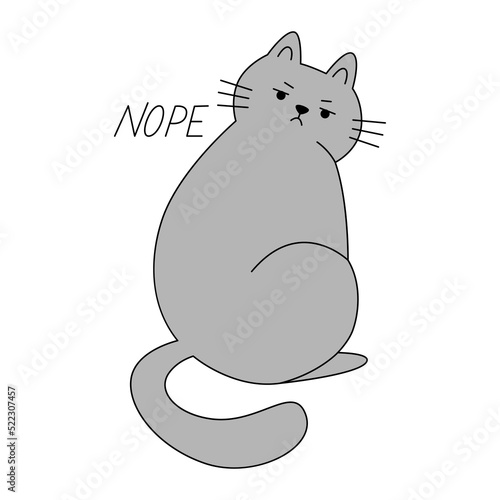 Cute grumpy cat. Vector Illustration.