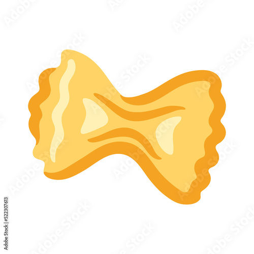 Illustration of Italian pasta farfalle. Culinary image for menu and restaurants.