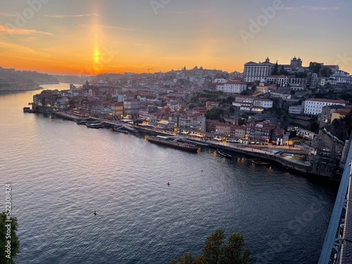 sunset over the porto city
