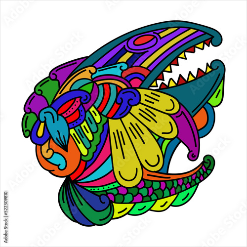 Hand Drawn Colorful Shark Doodle Abstract Vector Illustration for Poster, Banner