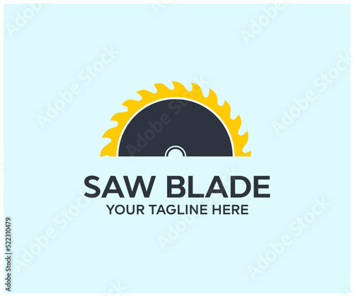 Circular saw blade, Carpentry, woodworking  logo design. Circular saw blade for cutting wood vector design and illustration.