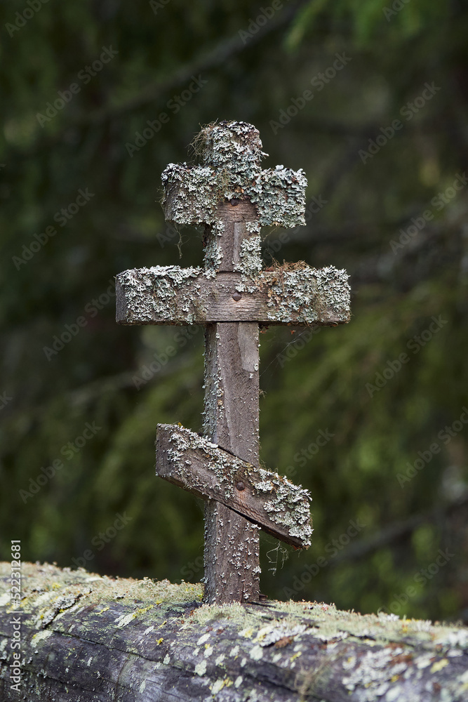 In old cemetery of Uusi Valamo orthodox monastery in Finland: chapel, crosses, orthodox tradition. In old cemetery of Uusi Valamo orthodox monastery in Finland: chapel, crosses, orthodox tradition.