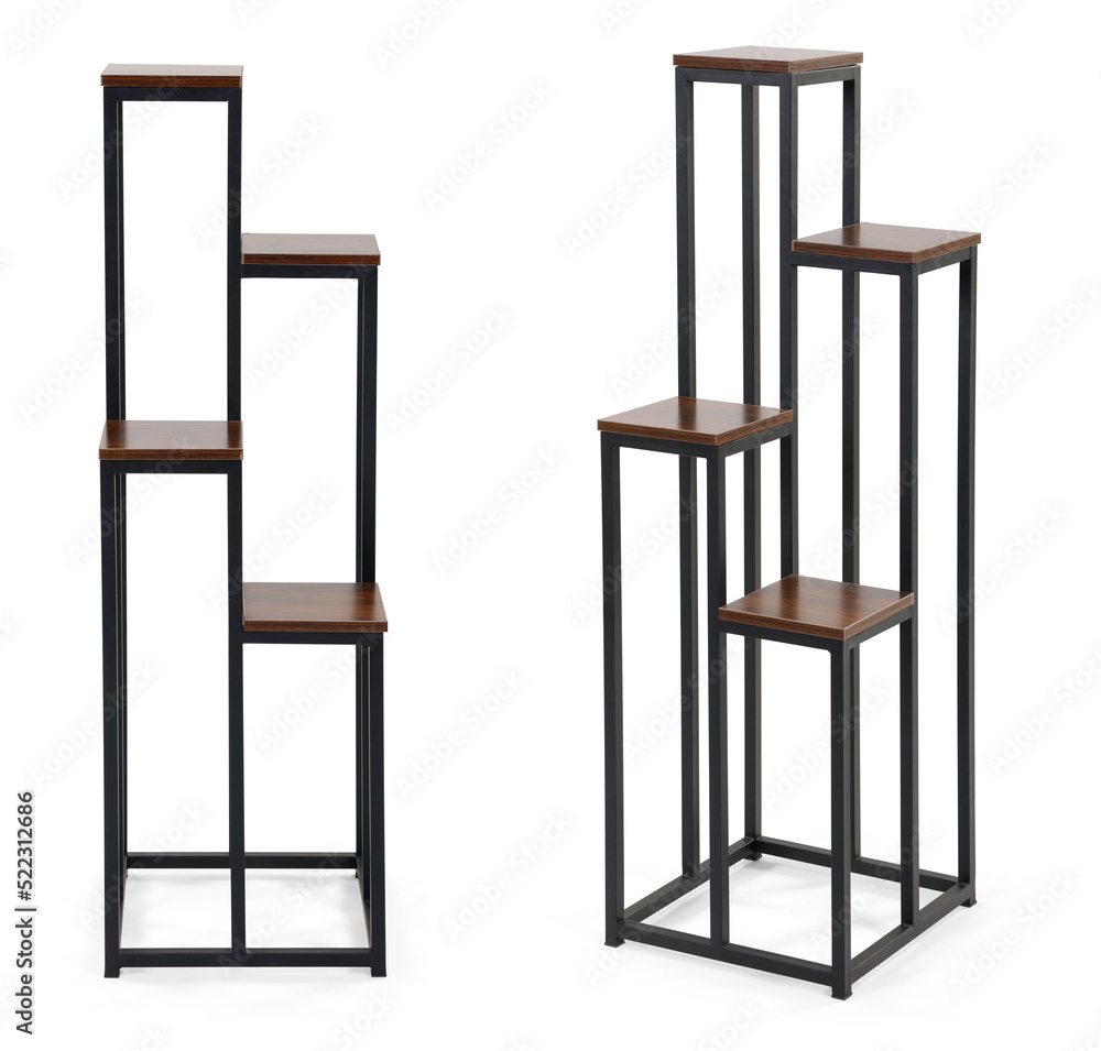 Metal shelve isolated on white background .Different angles Metal shelve isolated on white background .Different angles