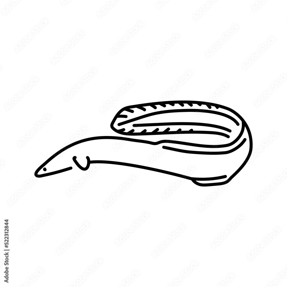 Deep-sea eel color line illustration. Ocean fishes Deep-sea eel color line illustration. Ocean fishes