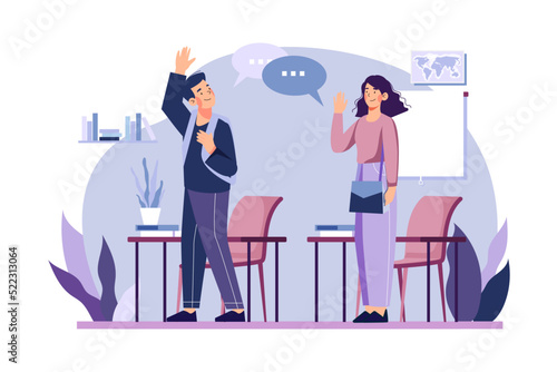 Leaving School By Saying Goodbye Illustration concept on white background