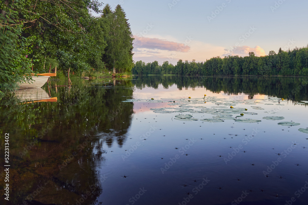 Fototapeta premium Nature around Uusi Valamo orthodox monastery in Finnish Heinavesi.