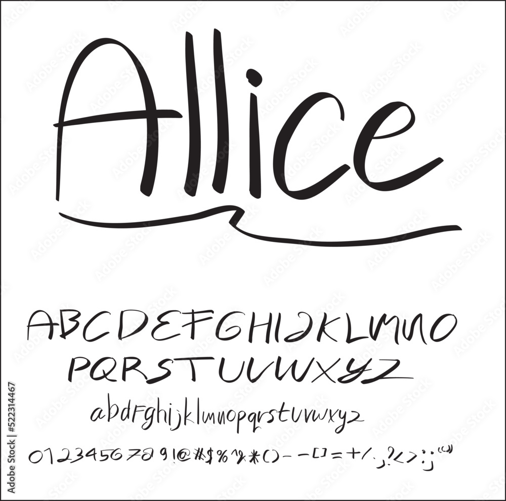 Handwritten alphabet uppercase and lowercase font Stock Vector | Adobe