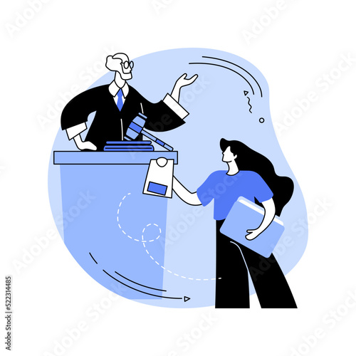 Representing client in trial isolated cartoon vector illustrations.