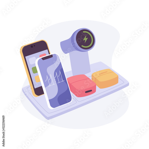 Charging station isolated cartoon vector illustrations.