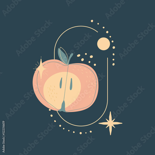Magic moon night garden with insect moths flowers and plants