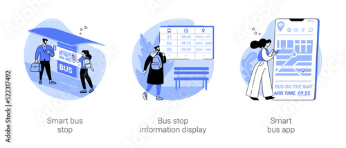 Smart city public transportation isolated cartoon vector illustrations se