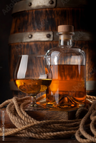 Konstfotografi Glass and bottle with cognac